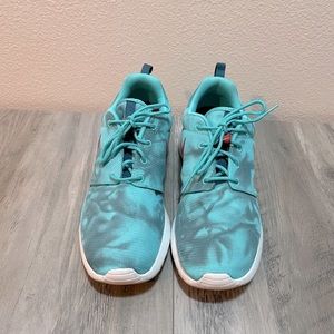 Nike Turquoise & Black Tie-Dye Running Shoes with Orange Swoosh